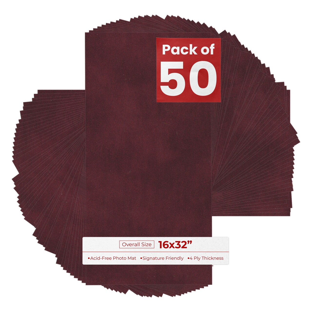 Dark Red Suede 16x32 Uncut Mat Board - Blank Sheets, No Opening